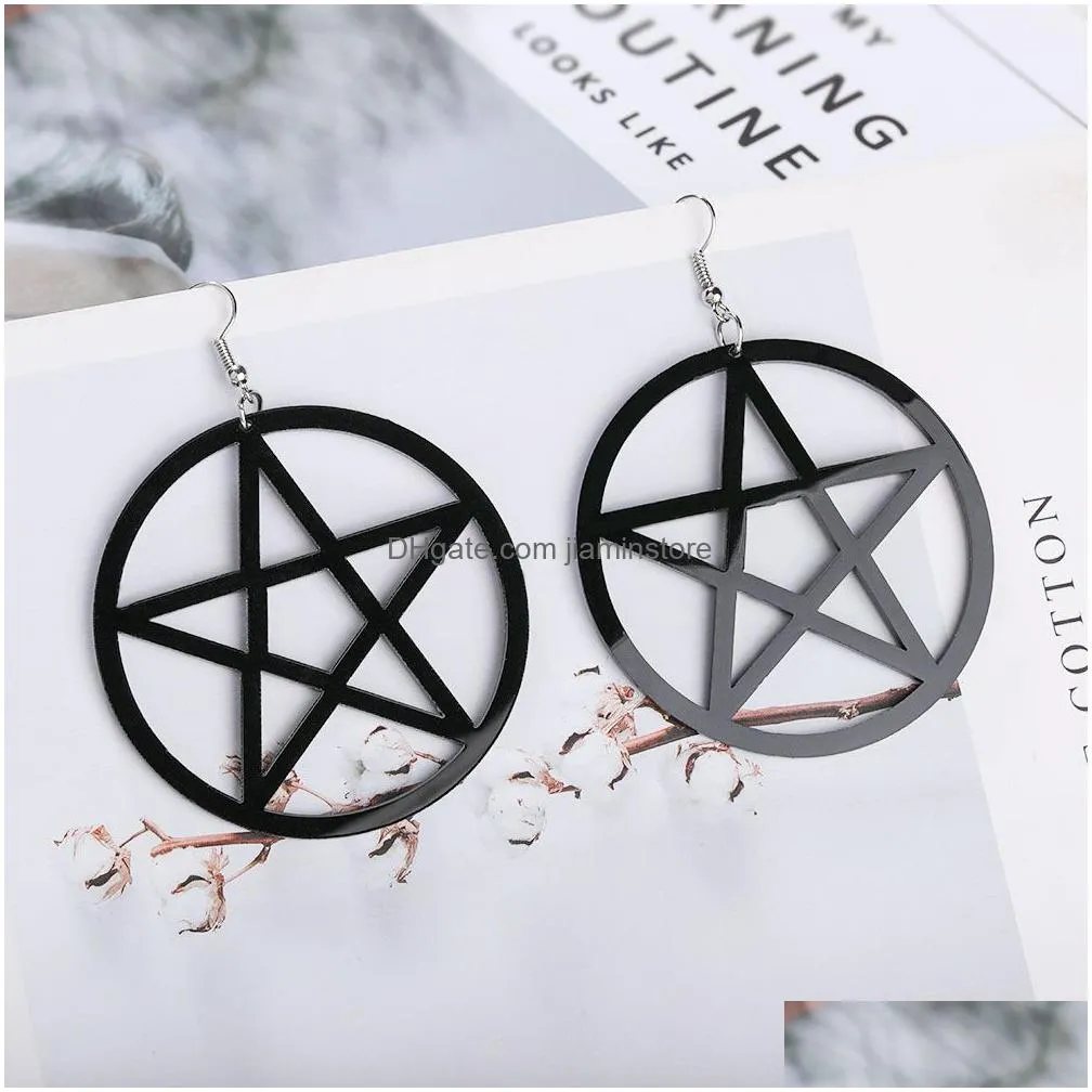 new fashion acrylic hoop earrings girl star shape simple trend black color dangle drop earrings for women jewelry gift