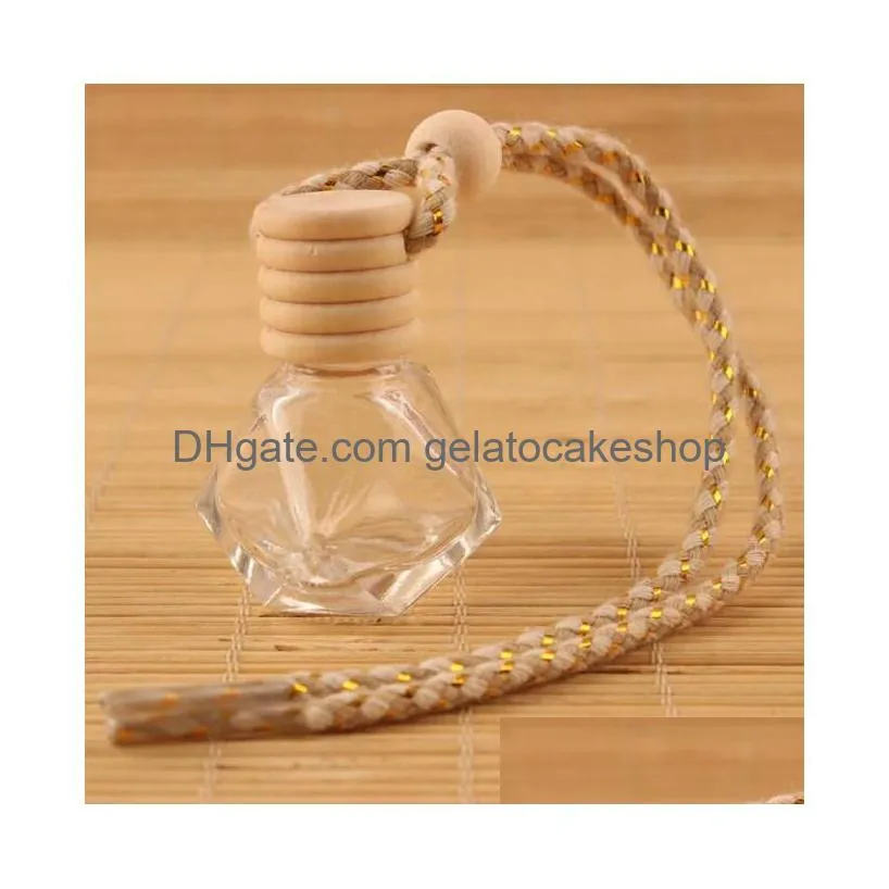 essential oils diffusers car pendant perfume bottle glass empty bottles wooden lid air freshener