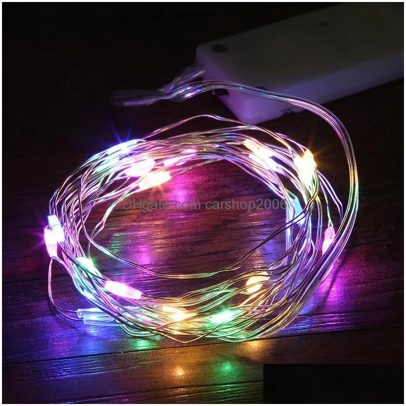 2m button battery copper wire colorful led string 20 lamp beads holiday light for indoor christmas valentines day stage lighting fairy lights as