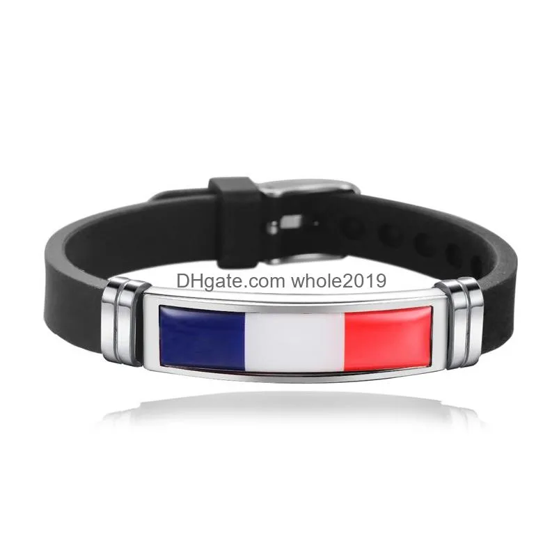 national flag bracelets spain germany england australia brazil silicone bracelet wristband men bracelets fitness sporty jewelry