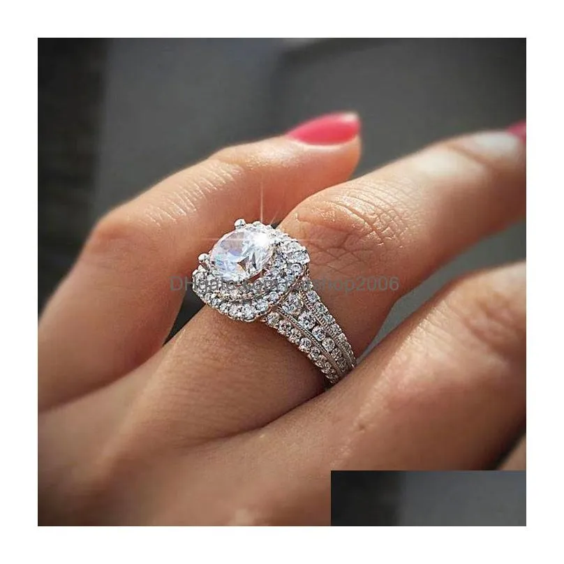  womens wedding rings fashion silver jewelry simulated diamond engagement gemstone ring