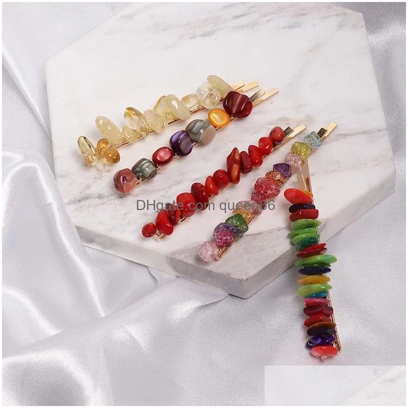 fashion handmade irregular resin hair clips for women colorful fake stone hairpin girls party barrette hair jewelry