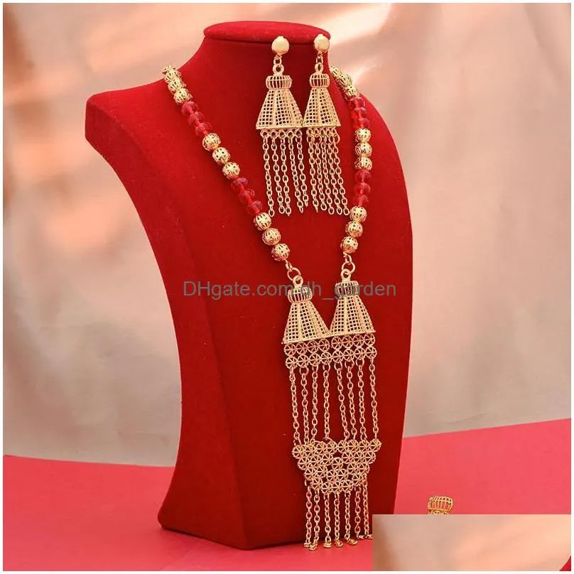 earrings necklace nigeria france 24k gold color jewelry sets for women pendant wedding jewellery set party giftsearrings