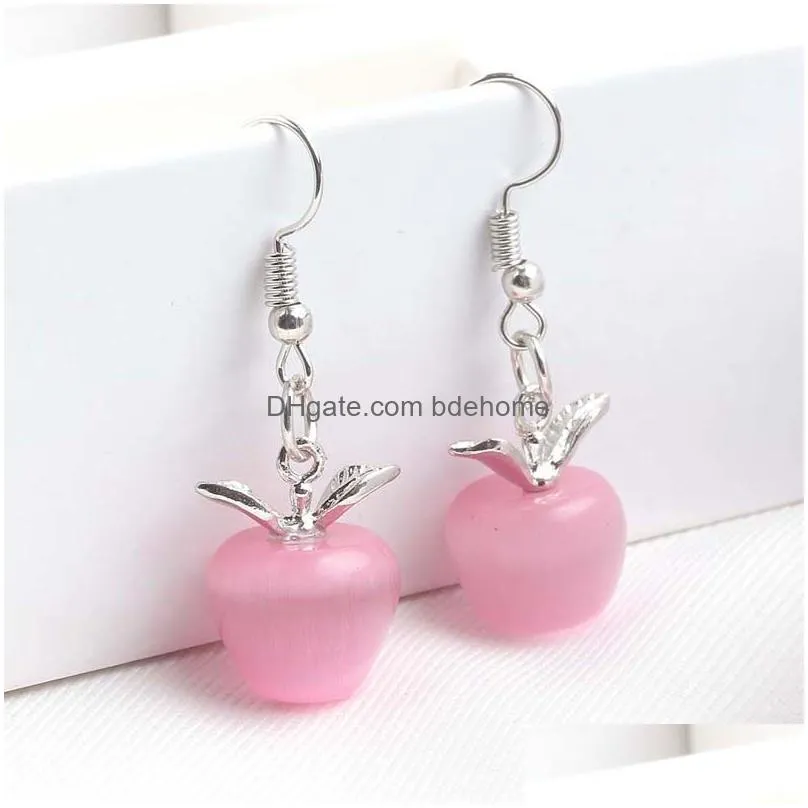 2019 lovely pink opal  crystal dangle earrings for women girls fashion 6 color silver plating hook earing jewelry gift