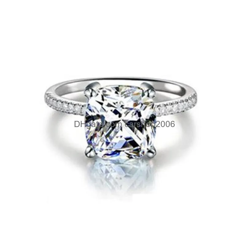 fine promise ring 925 sterling silver plated cushion cut 7mm diamonds cz engagement wedding rings for women jewelry