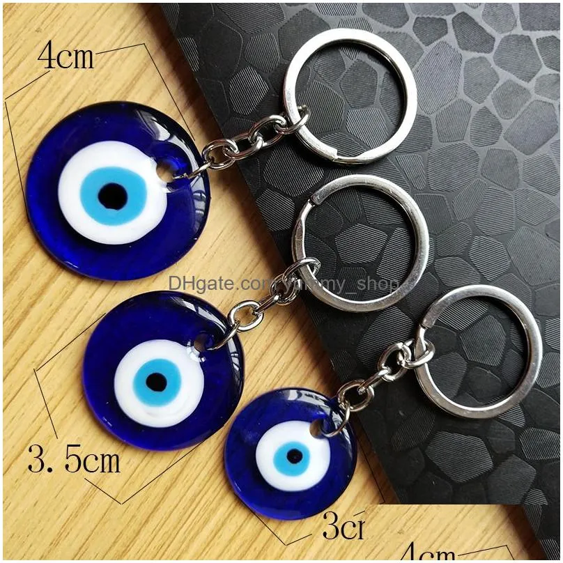 3 style fashion evil blue eye glass keychain key rings for women men car accessaries good luck lucky charm protection amulet diy keys chains ring friendship