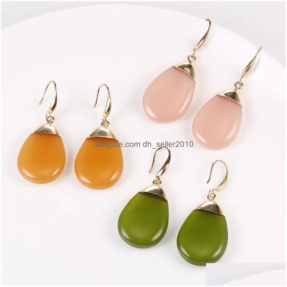 new arrival green pink resin dangle earring for women girls high quality copper hook earring christmas jewelry gift