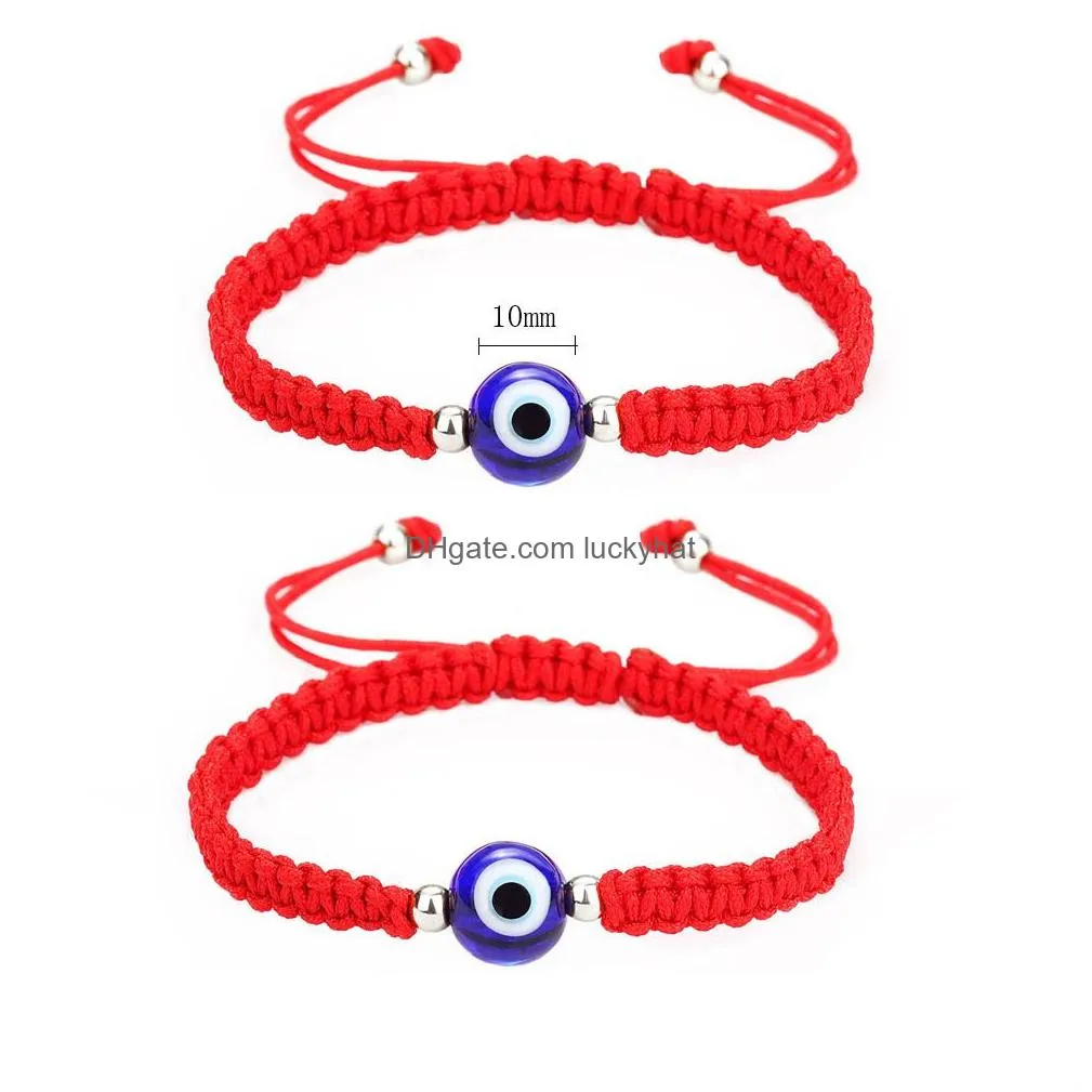 lucky evil blue eye jewelry red string kabbalah link bracelets adjustable rope cord friendship anklet for family gifts bulk items