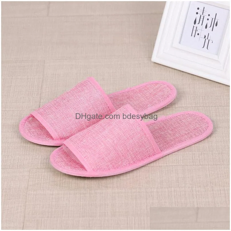 linen cotton slippers hotel spa home antislip guest disposable slippers comfortable breathable men women onetime slipper