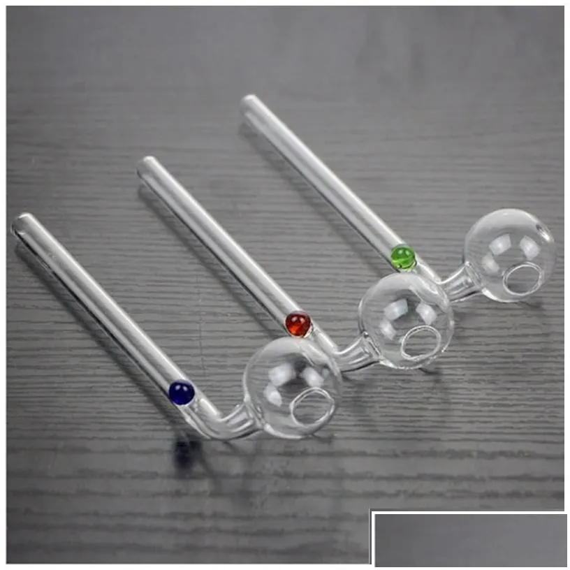 Smoking Pipes Hand Oil Burner Glass Pipe Clear Tubes Color Point 6.29 Inch Pyrex Nail Tips Tobcco Dry Herb Big Ball Water Bubbler Th