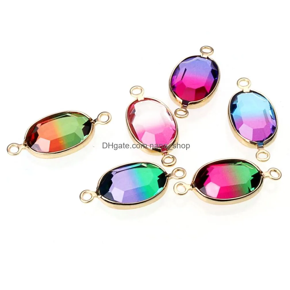  gradient color oval glass pendant charm for bracelet necklace high quality charm for diy jewelry making