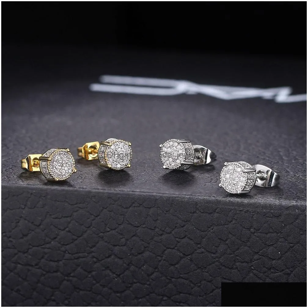 mens hip hop stud earrings jewelry fashion gold silver simulated cz a variety of styles diamond earring