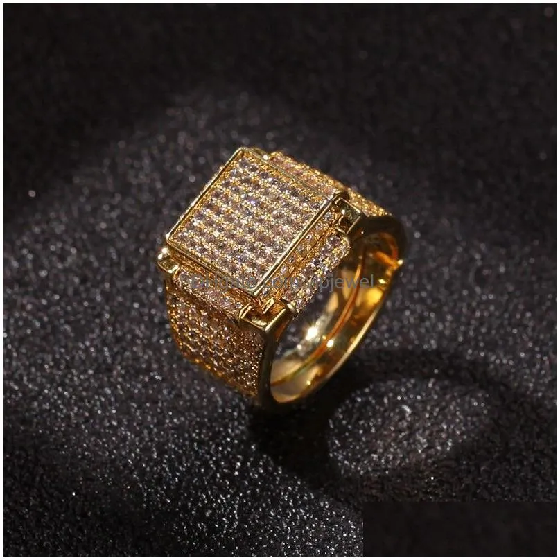 hip hop mens jewelry rings diamond iced out bling fashion gold silver ring