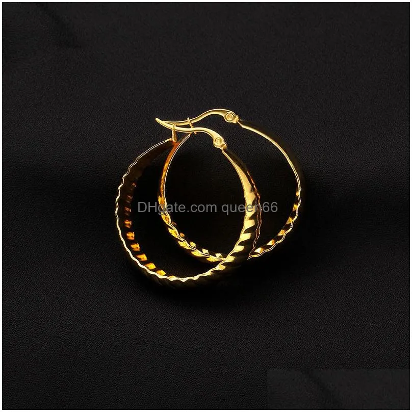 fashion stripe earrings for women cute gold earrings girls stainless steel hoop earrings party jewelry