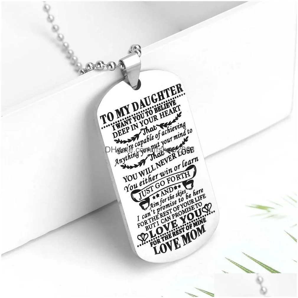 high quality stainless steel to my daughter son necklace dog tag military air force navy coast men necklace ball chain gift for