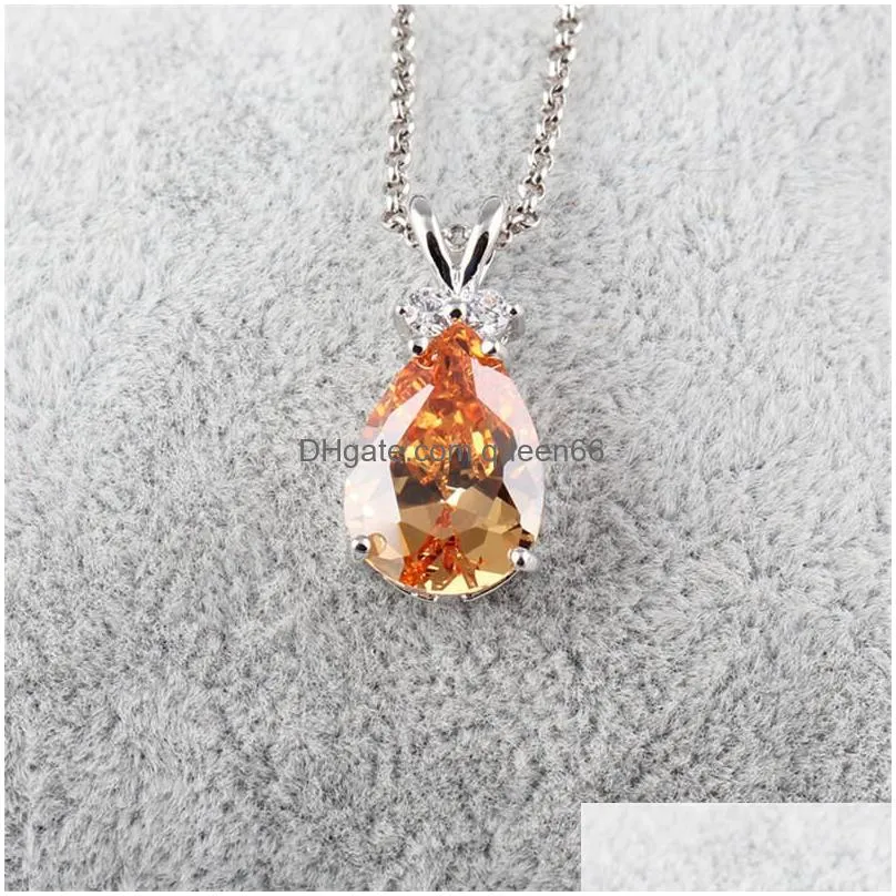 arrival cute rabbit cubic zirconia pendant necklace for women crystal teardrop silver chain necklace fashion wedding jewelry