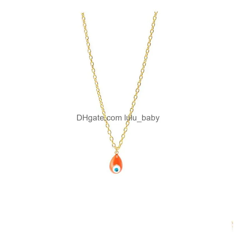 summer love 19x11x7mm enamel evil eyes pendant necklace for women jewelry big turkish eye chains choker necklaces clavice chains