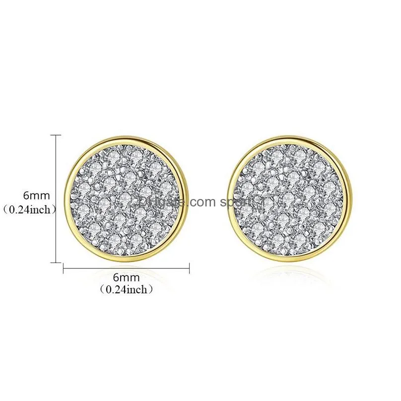 2019 fashion cubic zirconia mini stud earrings for women 6mm cz 18k gold plated sterling silver earrings jewelry gift