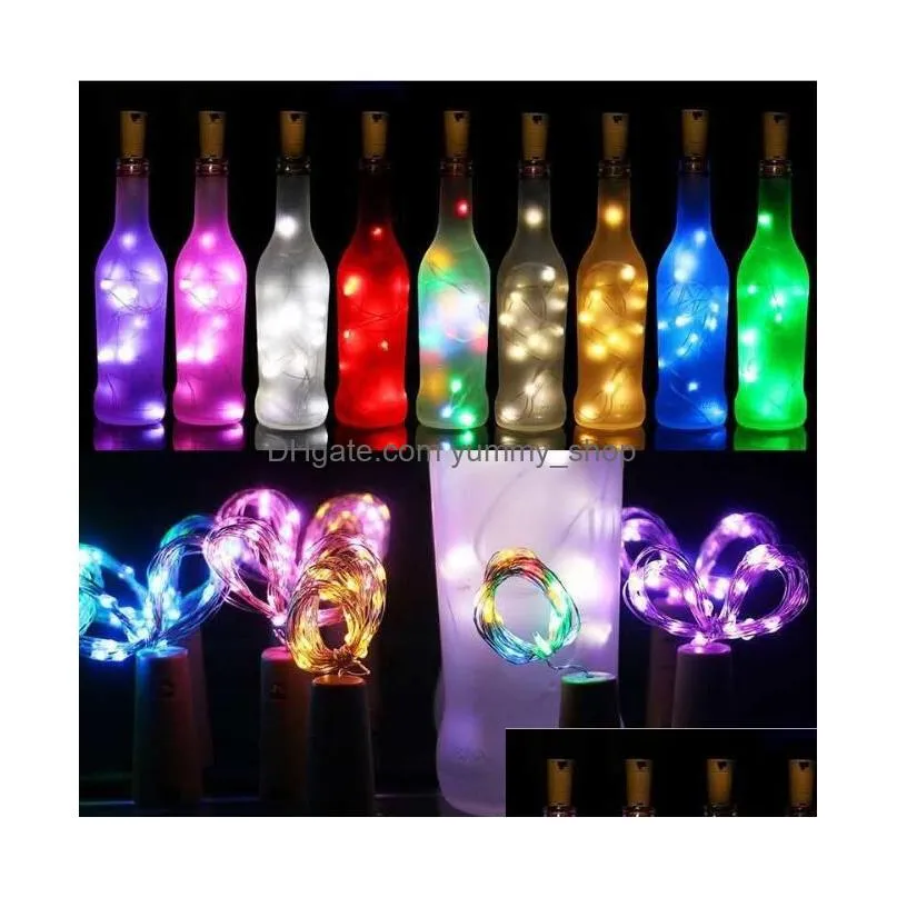 10 led solar wine bottle stopper copper fairy strip wire outdoor party decoration novelty night lamp diy cork light string