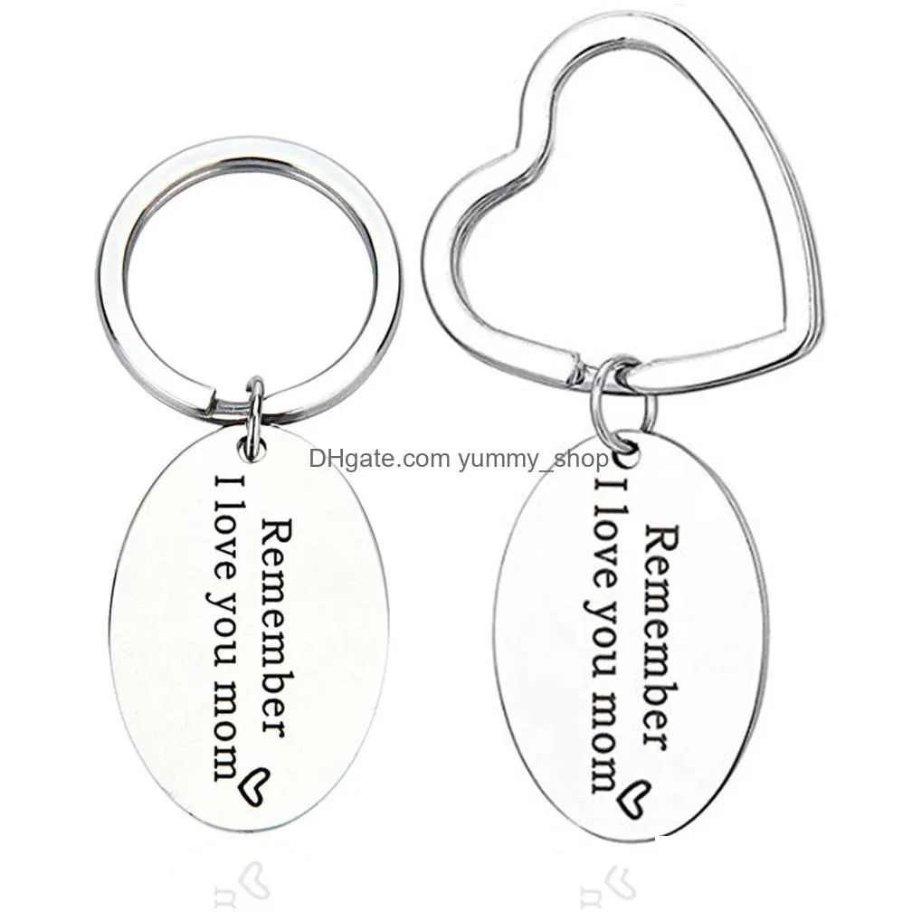  arrival stainless steel keychain for mom engraved letter remember i love you mom pendant keychain fashion jewelry mothers day