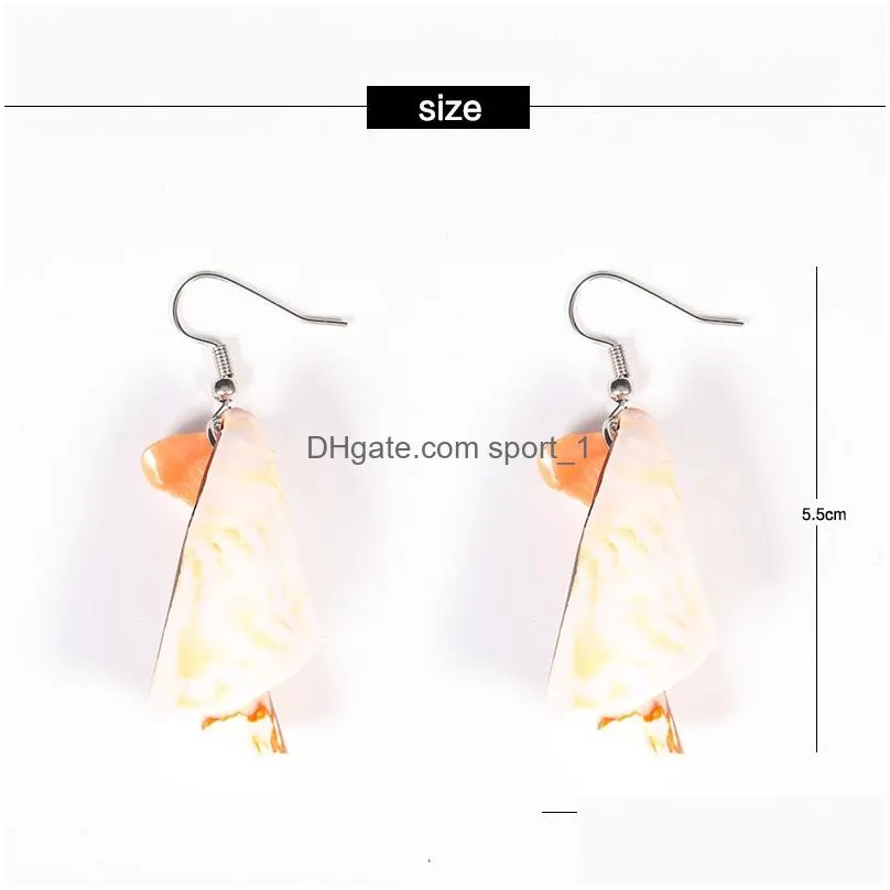  selling geometric shell dangle earring for women gold plating copper hoop earring fashion jewelry 2019