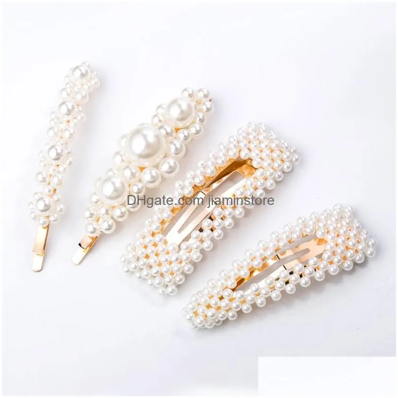 2019 new arrival pearl hair clip ponytail for women fashion barrette beautiful hairpins accessories korean hair clip crystal elegant
