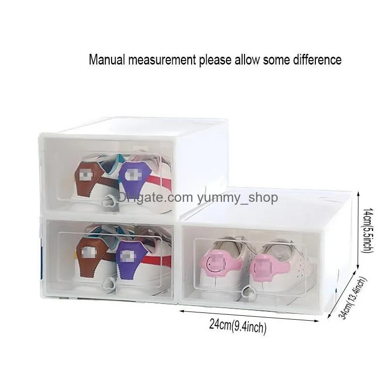 transparent shoe box multicolor foldable storage plastic clear home organizer stackable display superimposed combination shoes containers cabinet boxes