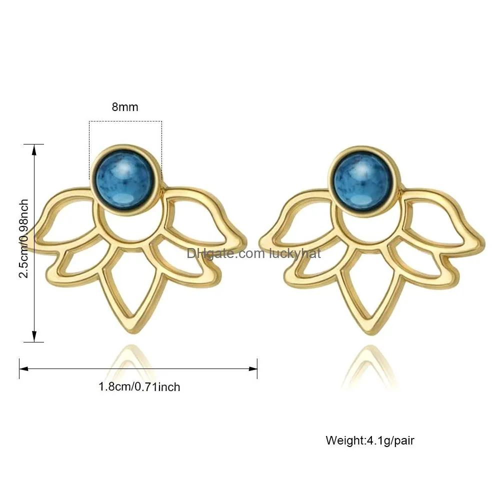  turquoise pearl lotus teardrop stud earring for women unique designer detachable elegant silver plating pearl earring jewelry