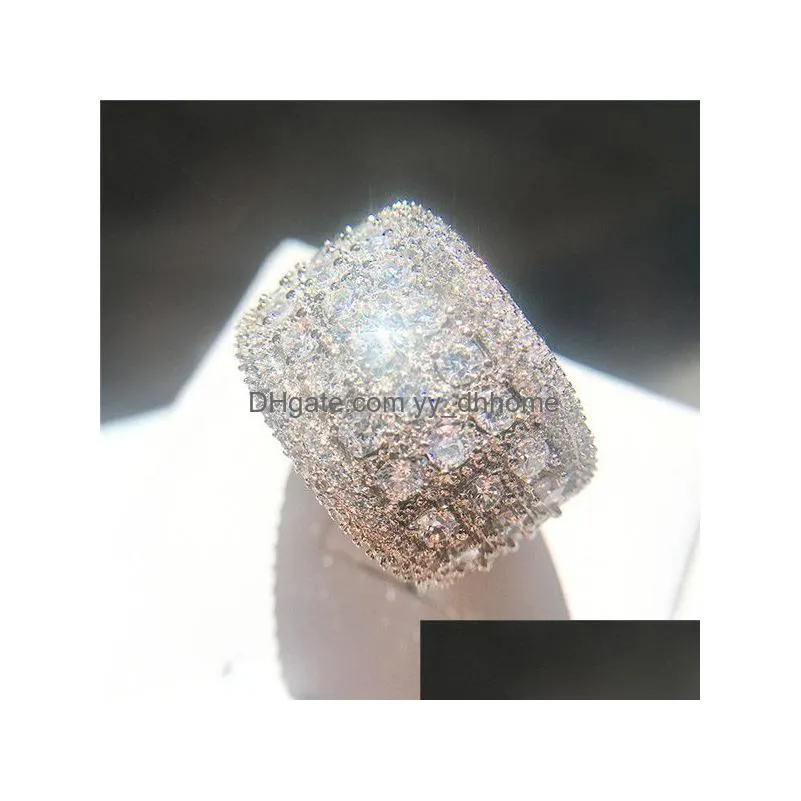  fashion zircon mens diamond high quality engagement rings for women silver wedding ring jewelry
