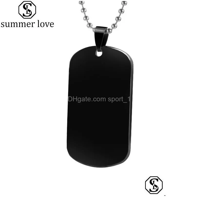 black silver plated stainless steel blank pendant necklace perso nalized engraving own logo id dog tag pendant necklace design jewelry