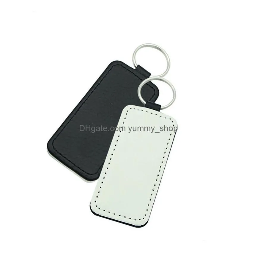 100pcs key chain sublimation blank pu keychain accessories tassel key ring bag parts diy strip 4 styles