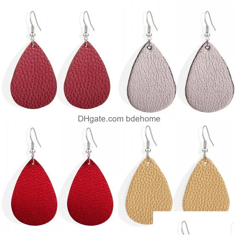 fashion light weight leather earrings for women teardrop earrings party long dangle earrings charm jewelry