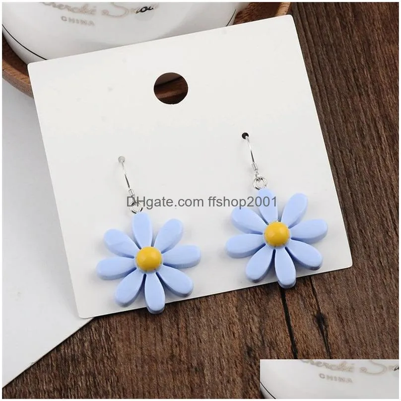 2019 arrival colorful resin daisy flowers dangle earring for women girls personality earring fashion jewelry gift