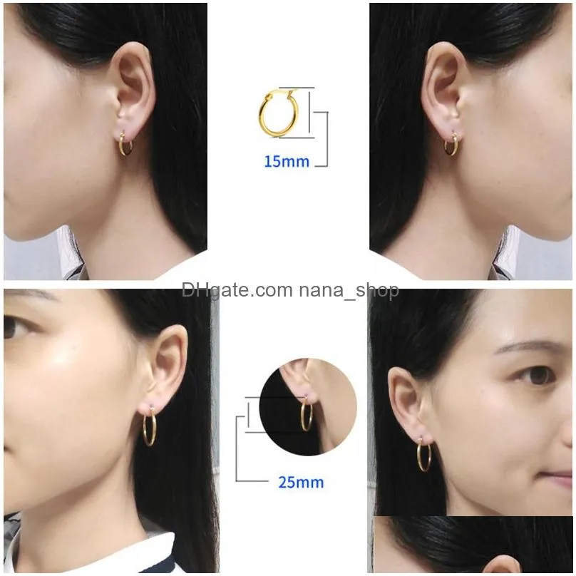 sale round hoop earring for women girls stianless stee silver black round dangle earring fashion jewelry gift