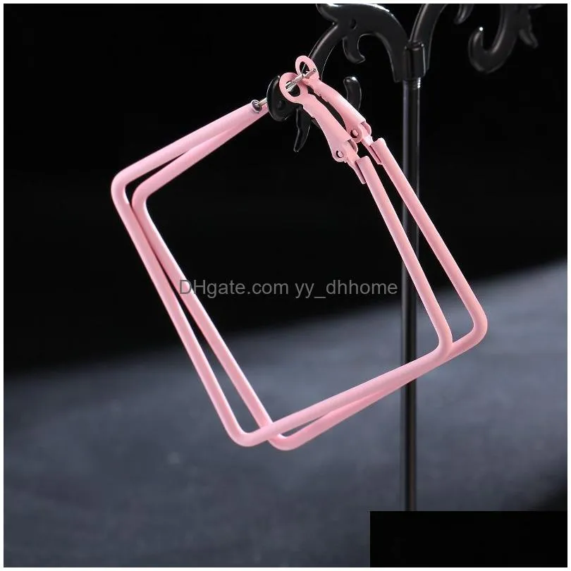 fashion candy color earrings for women large square stainless steel earrings girls temperament party wedding jewelry size5cm