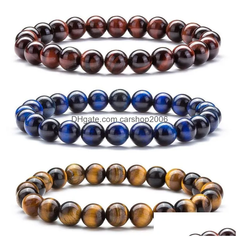  8mm natural stone handmade strands beads bracelets tiger eye matte stone bracelet for women men healing balance jewelry wholesale