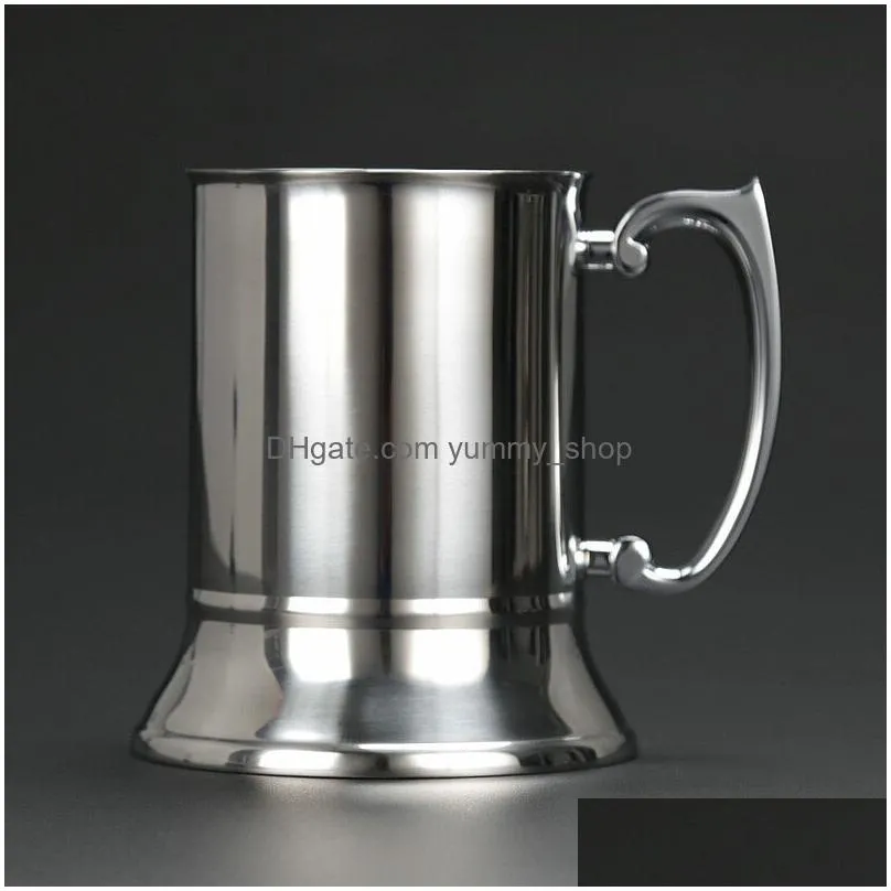 16oz 20oz tankard double wall stainless steel beer mug cocktail breakfast milk mugs with thickened handgrip coffee cup bar tools