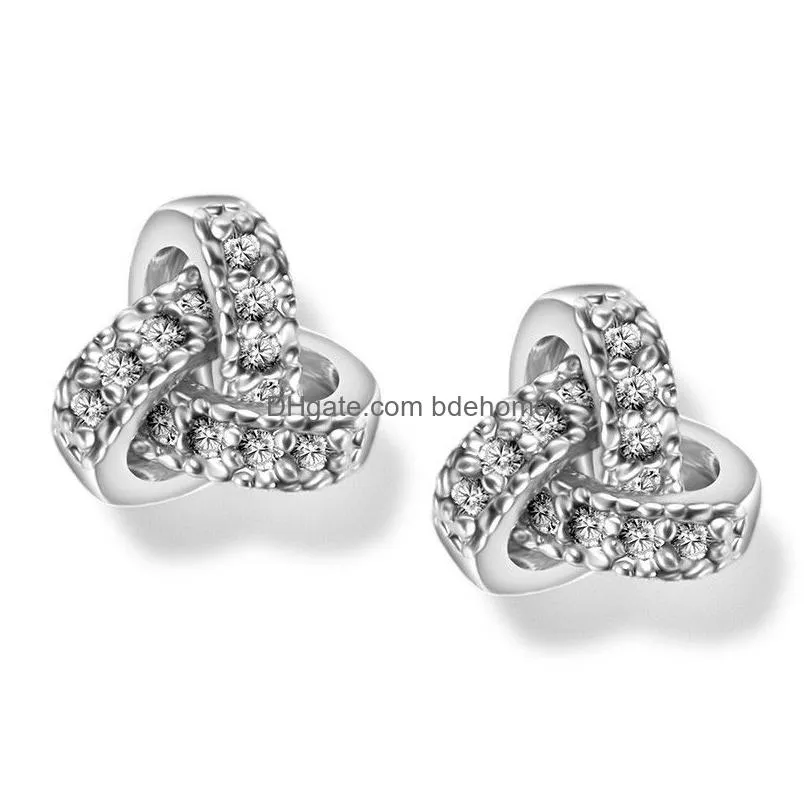 fashion korean designer 925 silver needle knot stud earrings for women girl cubic zirconia earring elegant bride wedding party