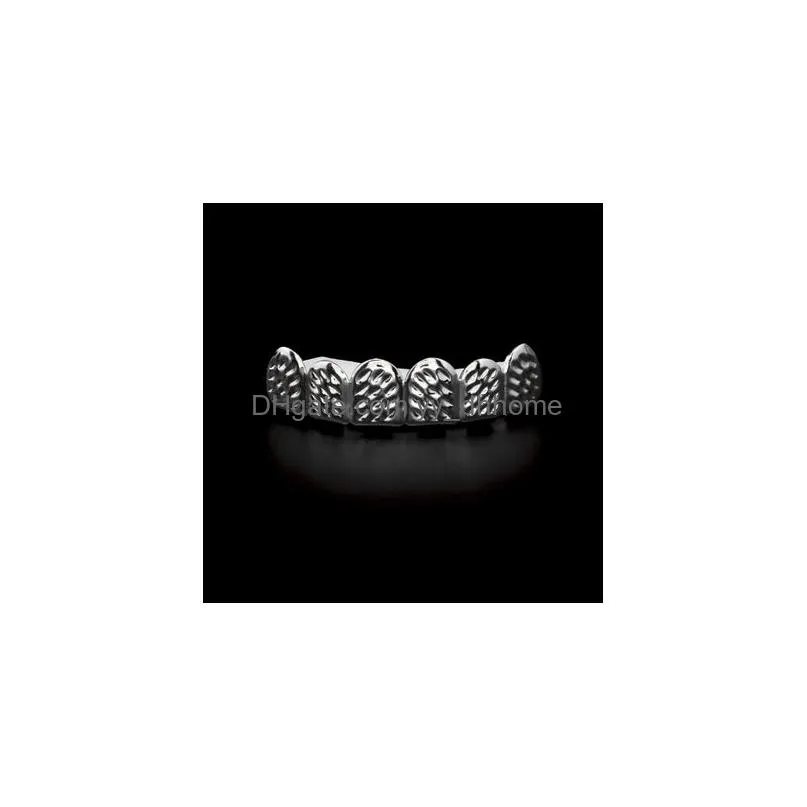 mens hip hop jewelry 14k gold plated teeth grillzs set european and american style tooth dental grills