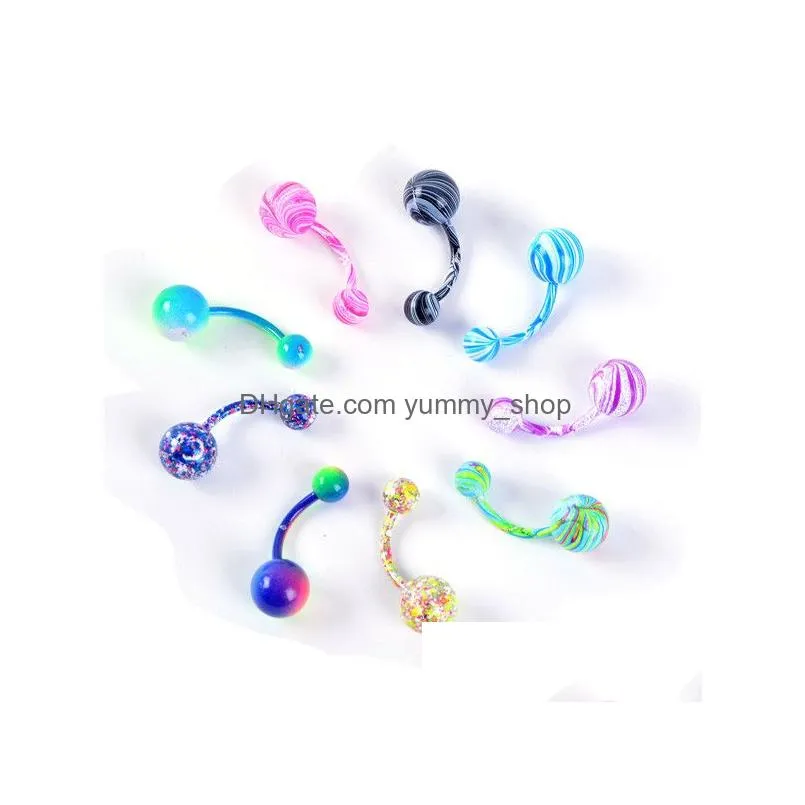fashion 316 l surgical steel navel rings candy color belly button navel bar ring sexy body piercing jewelry
