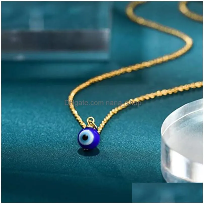 fashion turkish evil blue eyes pendant necklaces for women bohemian vintage devil charms chain necklace choker beads party jewelry gifts