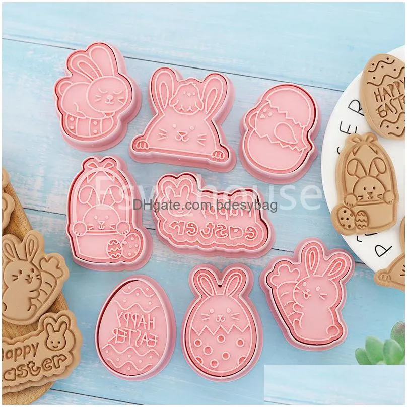 easter cookie mould 3d diy eggs rabbit bunny  stamp biscuit cutters biscuit embossing fondant baking tool