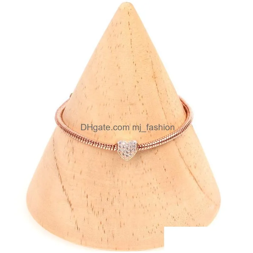 fashion heart love crystal zircon charms bracelet for women high polishing snake chain gold silver rose gold bangle bracelet jewelry