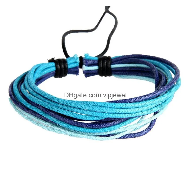 wholesale handmade colorful wax rope woven bracelets for women and men multilayer friendship bracelets couple jewelry