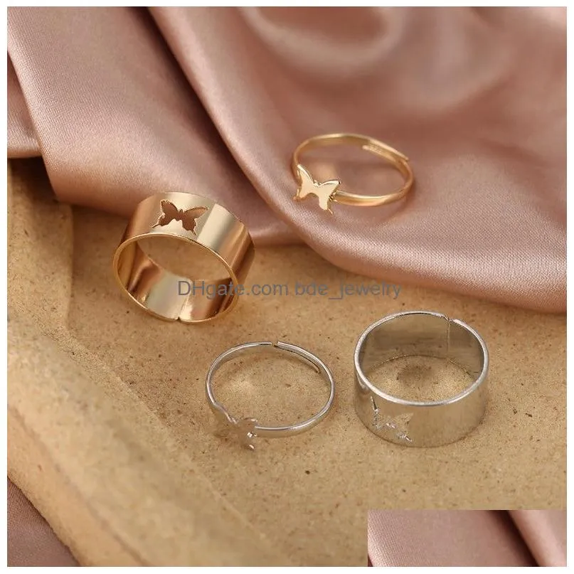 trendy gold butterfly rings for women men lover couple rings set friendship engagement wedding open ring 2021 jewelry wholesale