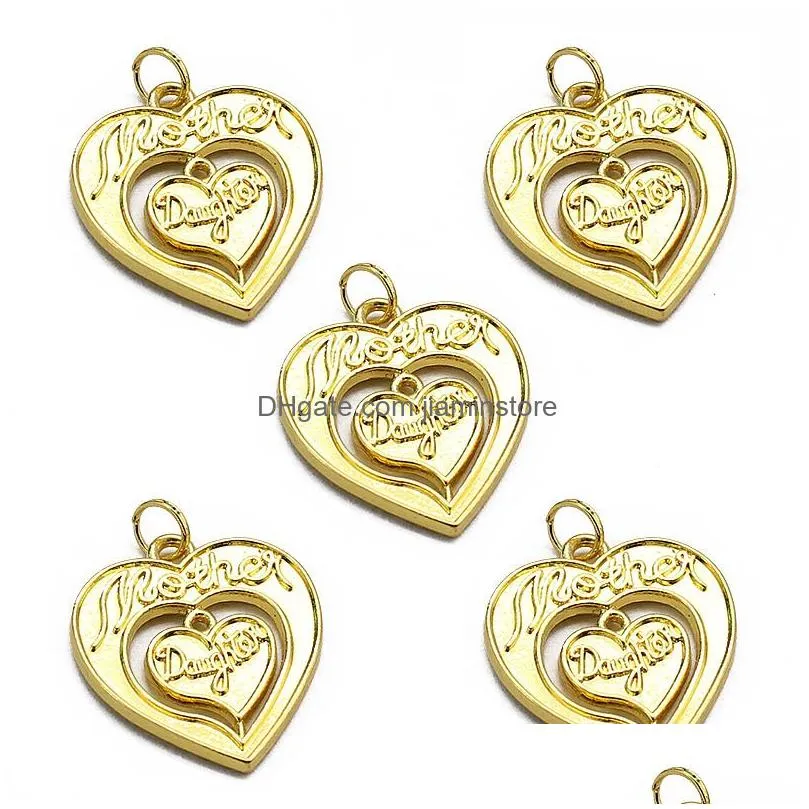 new arrival silver gold plating small heart penadant charm for neckalce bracelet 20pcs/lot mother daughter letter fashion jewelry charm