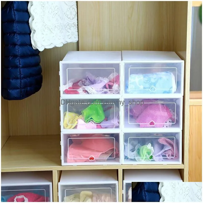 transparent shoe box multicolor foldable storage plastic clear home organizer stackable display superimposed combination shoes containers cabinet boxes