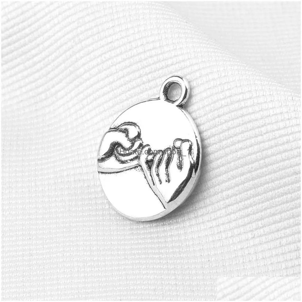 retro silver round father son fist hand pendant for bracelet necklace lovely small family charm for diy jewelry making 2019