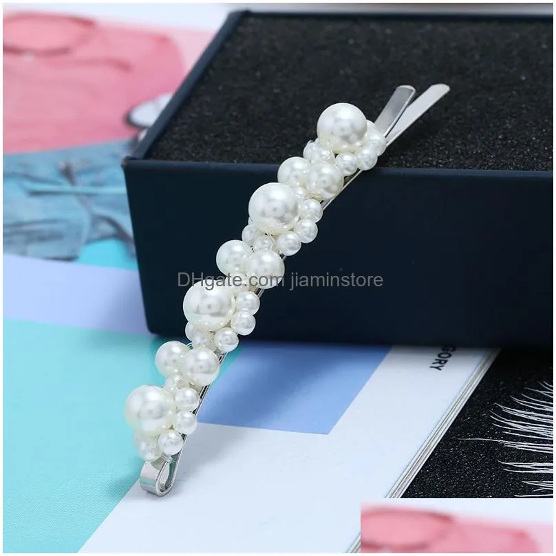 2019 new arrival pearl hair clip ponytail for women fashion barrette beautiful hairpins accessories korean hair clip crystal elegant