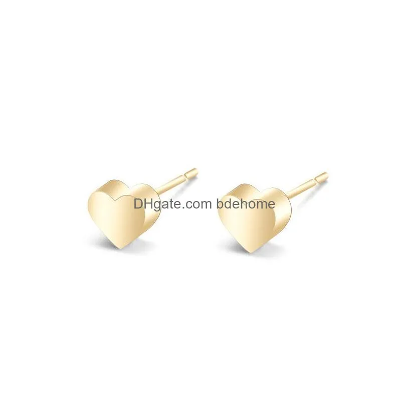 cute heart stainless steel stud earrings for women small love rose gold silver gold fashion earring bulk wholesale items punk accessories